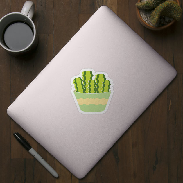 Cute green cactus in a pot by Aoxydesign